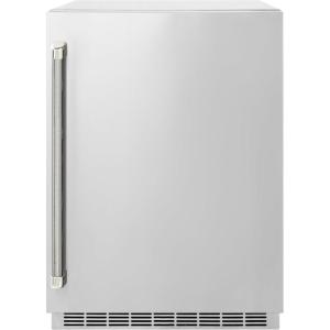 imageZLINE Autograph Edition 24 in Touchstone 151 Can Beverage Fridge with Solid Stainless Steel Door and Polished Nickel Helix Handle RBSOZST24KPN