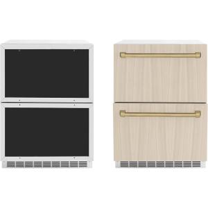 imageZLINE Autograph Edition 24 in Touchstone 168 Can OutdoorRated Dual Refrigerator Drawer with PanelReady Doors and Champagne Bronze Handles RDSPOZ24CB
