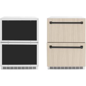imageZLINE Autograph Edition 24 in Touchstone 168 Can OutdoorRated Dual Refrigerator Drawer with PanelReady Doors and Matte Black Handles RDSPOZ24MB
