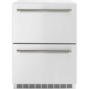 imageZLINE Autograph Edition 24 in Touchstone 168 Can OutdoorRated Dual Refrigerator Drawer with Stainless Steel Doors and Polished Nickel Helix Handles RDSOZST24KPN