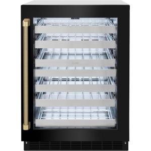 imageZLINE Autograph Edition 24 in Touchstone Dual Zone 44 Bottle Wine Cooler with Black Stainless Steel Glass Door and Champagne Bronze Helix Handle RWDOZBS24KCB