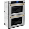 image:imageZLINE 30 Autograph Edition Double Wall Oven with Self Clean and True Convection in Fingerprint Resistant Stainless Steel and Champagne Bronze AWDSZ30CB