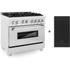 image:imageZLINE 36 in 46 cu ft Legacy Dual Fuel Range with Gas Cooktop and Electric Convection Oven in Satin Stainless Steel with 6 Brass Burners and Griddle RASSNBRGR36