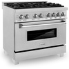 image:imageZLINE 36 in 46 cu ft Legacy Dual Fuel Range with Gas Cooktop and Electric Convection Oven in Satin Stainless Steel with 6 Brass Burners and Griddle RASSNBRGR36