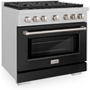 image:imageZLINE 36 in 52 cu ft Paramount Dual Fuel Range with 6 Burner Gas Cooktop and Electric Convection Oven in Satin Stainless Steel with Black Matte Door SDRSBLM36