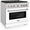 image:imageZLINE 36 in 52 cu ft Paramount Dual Fuel Range with 6 Burner Gas Cooktop and Electric Convection Oven in Satin Stainless Steel with White Matte Door SDRSWM36