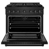 image:imageZLINE 36 in 52 cu ft Paramount Dual Fuel Range with Gas Cooktop and Electric Convection Oven in Black Stainless Steel with 6 Brass Burners SDRBBR36