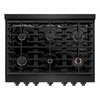 image:imageZLINE 36 in 52 cu ft Paramount Dual Fuel Range with Gas Cooktop and Electric Convection Oven in Black Stainless Steel with 6 Brass Burners SDRBBR36
