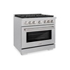 image:imageZLINE 36 in 52 cu ft Paramount Dual Fuel Range with Gas Cooktop and Electric Convection Oven in Satin Stainless Steel with 6 Brass Burners SDRSBR36