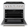 image:imageZLINE 36 in 52 cu ft Paramount Dual Fuel Range with Gas Cooktop and Electric Convection Oven in Satin Stainless Steel with 6 Brass Burners SDRSBR36