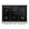image:imageZLINE 36 in 52 cu ft Paramount Dual Fuel Range with Gas Cooktop and Electric Convection Oven in Satin Stainless Steel with 6 Brass Burners SDRSBR36