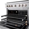 image:imageZLINE 36 in 52 cu ft Paramount Dual Fuel Range with Gas Cooktop and Electric Convection Oven in Satin Stainless Steel with 6 Brass Burners SDRSBR36