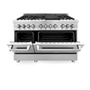 image:imageZLINE 48 in 60 cu ft Legacy Dual Fuel Range with Gas Cooktop and 2 Electric Ovens in Stainless Steel with 6 Brass Burners RABR48
