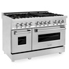 image:imageZLINE 48 in 60 cu ft Legacy Dual Fuel Range with Gas Cooktop and 2 Electric Ovens in Stainless Steel with 6 Brass Burners RABR48