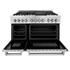 image:imageZLINE 48 in 60 cu ft Legacy Dual Fuel Range with Gas Cooktop and 2 Electric Ovens in Stainless Steel with 6 Brass Burners RABR48