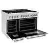 image:imageZLINE 48 in 60 cu ft Legacy Dual Fuel Range with Gas Cooktop and 2 Electric Ovens in Stainless Steel with 6 Brass Burners RABR48