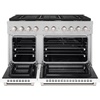 image:imageZLINE 48 in 67 cu ft Paramount Double Oven Dual Fuel Range with 8 Burner Gas Cooktop in Satin Stainless Steel with White Matte Doors SDRSWM48