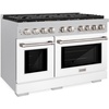 image:imageZLINE 48 in 67 cu ft Paramount Double Oven Dual Fuel Range with 8 Burner Gas Cooktop in Satin Stainless Steel with White Matte Doors SDRSWM48