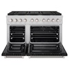 image:imageZLINE 48 in 67 cu ft Paramount Double Oven Dual Fuel Range with 8 Burner Gas Cooktop in Stainless Steel with Black Matte Doors SDRBLM48