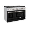 image:imageZLINE 48 in 67 cu ft Paramount Double Oven Dual Fuel Range with 8 Burner Gas Cooktop in Stainless Steel with Black Matte Doors SDRBLM48