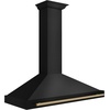 image:imageZLINE 48 in Autograph Edition Black Stainless Steel Wall Mount Range Hood With Champagne Bronze Handle BSKB4Z48CBBlack Stainless Steel