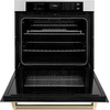 image:imageZLINE Autograph Edition 30 in Professional True Convection Single Wall Oven with Air Fry and Self Clean in Stainless Steel with Champagne Bronze Helix Handle WASZ30KCB