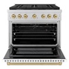 image:imageZLINE Autograph Edition 36 in 52 cu ft Paramount Gas Range with 6 Burner Cooktop and Convection Gas Oven in Stainless Steel with White Matte Door and Champagne Bronze Accents SGRZWM36CB