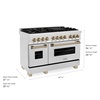 image:imageZLINE Autograph Edition 48 in 60 cu ft Legacy Dual Fuel Range with 7 Burner Gas Cooktop and 2 Electric Ovens in Satin Stainless Steel and Champagne Bronze Accents RASZSN48CB