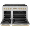 image:imageZLINE Autograph Edition 48 in 67 cu ft Paramount Double Oven Dual Fuel Range with 8 Burner Gas Cooktop in Satin Stainless Steel and Champagne Bronze Accents SDRSZ48CB