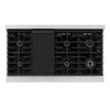 image:imageZLINE Autograph Edition 48 in 67 cu ft Paramount Double Oven Dual Fuel Range with 8 Burner Gas Cooktop in Satin Stainless Steel and Polished Gold Accents SDRSZ48G