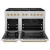image:imageZLINE Autograph Edition 48 in 67 cu ft Paramount Double Oven Dual Fuel Range with 8 Burner Gas Cooktop in Satin Stainless Steel and Polished Gold Accents SDRSZ48G