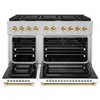 image:imageZLINE Autograph Edition 48 in 67 cu ft Paramount Double Oven Dual Fuel Range with 8 Burner Gas Cooktop in Satin Stainless Steel with White Matte Doors and Polished Gold Accents SDRSZWM48G