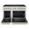image:imageZLINE Autograph Edition 48 in 67 cu ft Paramount Double Oven Dual Fuel Range with 8 Burner Gas Cooktop in Stainless Steel and Polished Gold Accents SDRZ48G