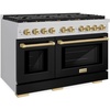 image:imageZLINE Autograph Edition 48 in 67 cu ft Paramount Double Oven Dual Fuel Range with 8 Burner Gas Cooktop in Stainless Steel with Black Matte Door and Champagne Bronze Accents SDRZBLM48CB
