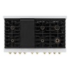 image:imageZLINE Autograph Edition 48 in 67 cu ft Paramount Double Oven Dual Fuel Range with 8 Burner Gas Cooktop in Stainless Steel with White Matte Door and Champagne Bronze Accents SDRZWM48CB