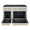 image:imageZLINE Autograph Edition 48 in 67 cu ft Paramount Double Oven Dual Fuel Range with 8 Burner Gas Cooktop in Stainless Steel with White Matte Door and Champagne Bronze Accents SDRZWM48CB