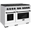 image:imageZLINE Autograph Edition 48 in 67 cu ft Paramount Double Oven Dual Fuel Range with 8 Burner Gas Cooktop in Stainless Steel with White Matte Door and Matte Black Accents SDRZWM48MB