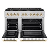 image:imageZLINE Autograph Edition 48 in 67 cu ft Paramount Double Oven Dual Fuel Range with 8 Burner Gas Cooktop in Stainless Steel with White Matte Door and Polished Gold Accents SDRZWM48G