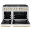 image:imageZLINE Autograph Edition 48 in 67 cu ft Paramount Double Oven Gas Range with 8 Burner Cooktop in Satin Stainless Steel with White Matte Doors and Champagne Bronze Accents SGRSZWM48CB