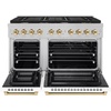 image:imageZLINE Autograph Edition 48 in 67 cu ft Paramount Double Oven Gas Range with 8 Burner Cooktop in Satin Stainless Steel with White Matte Doors and Polished Gold Accents SGRSZWM48G