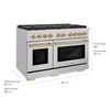 image:imageZLINE Autograph Edition 48 in 67 cu ft Paramount Double Oven Gas Range with 8 Burner Cooktop in Stainless Steel and Champagne Bronze Accents SGRZ48CB