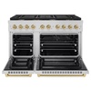 image:imageZLINE Autograph Edition 48 in 67 cu ft Paramount Double Oven Gas Range with 8 Burner Cooktop in Stainless Steel and Champagne Bronze Accents SGRZ48CB
