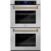 image:imageZLINE 30 Autograph Edition Double Wall Oven with Self Clean and True Convection in Fingerprint Resistant Stainless Steel and Champagne Bronze AWDSZ30CB