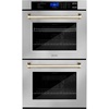 image:imageZLINE 30 Autograph Edition Double Wall Oven with Self Clean and True Convection in Stainless Steel and Gold AWDZ30G