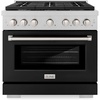 image:imageZLINE 36 in 52 cu ft Paramount Dual Fuel Range with 6 Burner Gas Cooktop and Electric Convection Oven in Satin Stainless Steel with Black Matte Door SDRSBLM36