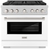 image:imageZLINE 36 in 52 cu ft Paramount Dual Fuel Range with 6 Burner Gas Cooktop and Electric Convection Oven in Satin Stainless Steel with White Matte Door SDRSWM36