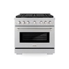 image:imageZLINE 36 in 52 cu ft Paramount Dual Fuel Range with Gas Cooktop and Electric Convection Oven in Satin Stainless Steel with 6 Brass Burners SDRSBR36