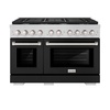 image:imageZLINE 48 in 67 cu ft Paramount Double Oven Dual Fuel Range with 8 Burner Gas Cooktop in Stainless Steel with Black Matte Doors SDRBLM48