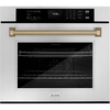 image:imageZLINE Autograph Edition 30 in Professional True Convection Single Wall Oven with Air Fry and Self Clean in Stainless Steel with Champagne Bronze Helix Handle WASZ30KCB