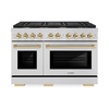 image:imageZLINE Autograph Edition 48 in 67 cu ft Paramount Double Oven Dual Fuel Range with 8 Burner Gas Cooktop in Stainless Steel and Polished Gold Accents SDRZ48G
